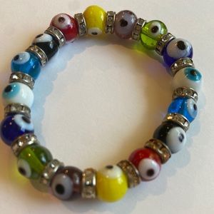 Multi-colored Evil Eye Stretch Beaded Bracelet